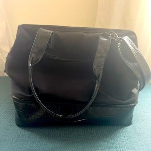 BÉIS Mini Weekender in Black w/ Croc Trim